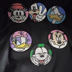 Disney Character Coasters Set - Red, Blue, Purple, Green, Black